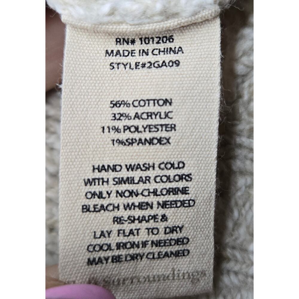 Soft Surroundings cream Oatmeal cable knit pullover crew sweater Medium. - Picture 6 of 7